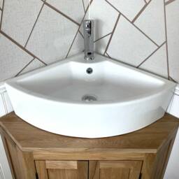 Bathroom Vanity Unit Free Standing Solid Oak, White Or Grey Painted Corner Cabinet 501B - thumbnail 3