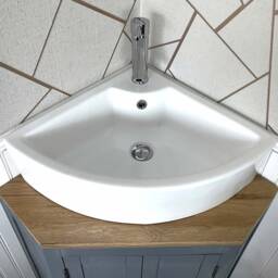 Bathroom Vanity Unit Free Standing Solid Oak, White Or Grey Painted Corner Cabinet 501B - thumbnail 4