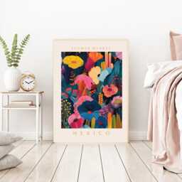 Botanical Flower Market Art Print, Market, Floral Wall Decor, Art, Mexico - thumbnail 3