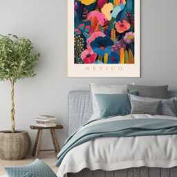 Botanical Flower Market Art Print, Market, Floral Wall Decor, Art, Mexico - thumbnail 2