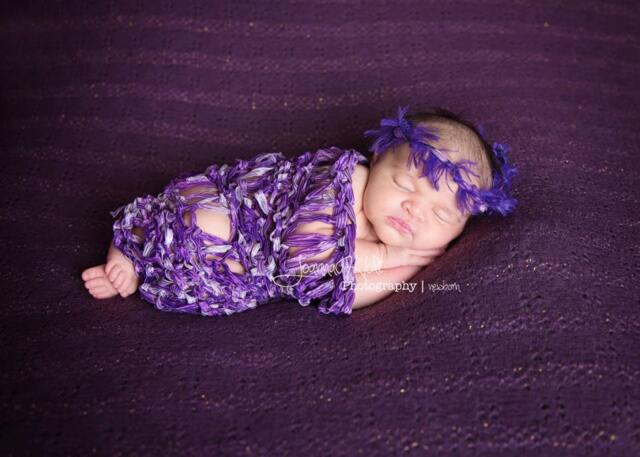 Purple Baby Lace Wrap Photo Prop Ribbon Blanket Newborn Photography - Children - image 1
