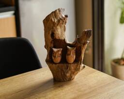 Wooden Couple Owl Sculpture 11 Inch/27 cm, Statue, Figurine, Personalized Carving, Home Decor, Room Decor - thumbnail 1