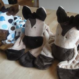 Minky Snuggle Blanket Toy, Animal Security Blanket Buddy, Sculptured With Head, Elephant, Cows, Dogs, Frogs, Giraffes, Lions - thumbnail 4
