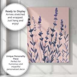 Blush Pink Lavender Wildflower Botanical Silhouette Art Canvas Wall Print Decor Picture Ready To Hang - thumbnail 3