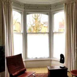 Bay Windows Irish Linen Curtains, Hemstitched Curtains, Drawn-Work Embroidery On Linen - thumbnail 2