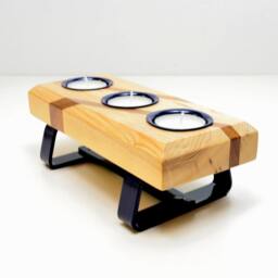 Bespoke Wooden Tealight Holder On Metal Legs - thumbnail 3