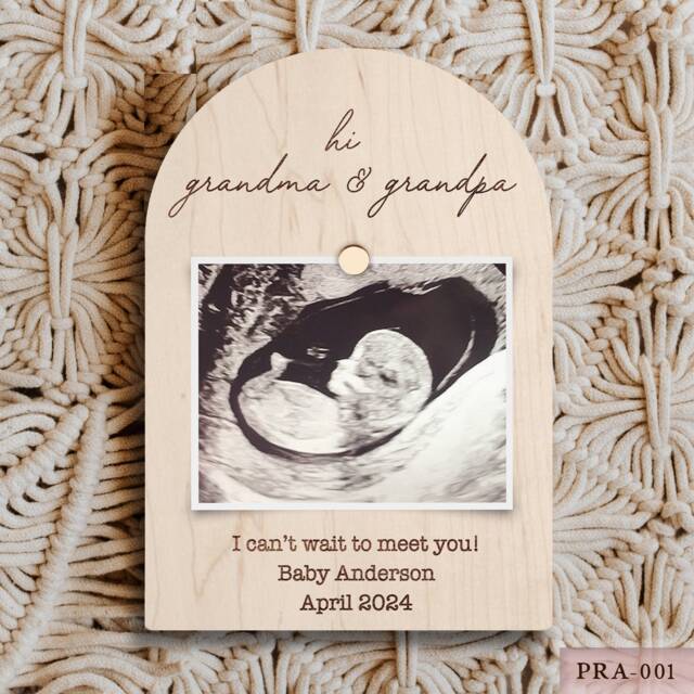 Hi Grandma & Grandpa Photo Ultrasound Frame, Family Pregnancy Announcement Gift, Baby Reveal Idea Grandparents - image 1