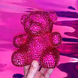 Customizable Color - Pink Rhinestone Gummy Bear Giant Art Disco Sculpture Funky Home Decor Pop Bling - thumbnail 3