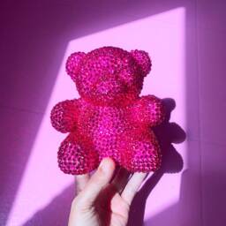 Customizable Color - Pink Rhinestone Gummy Bear Giant Art Disco Sculpture Funky Home Decor Pop Bling - thumbnail 4