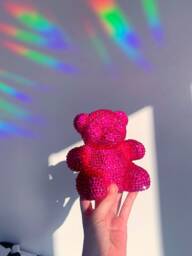 Customizable Color - Pink Rhinestone Gummy Bear Giant Art Disco Sculpture Funky Home Decor Pop Bling