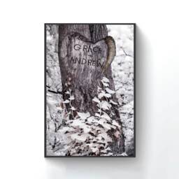 Carved Tree Personalized Art Print Couple's Names & Date Wall - thumbnail 3