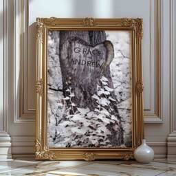 Carved Tree Personalized Art Print Couple's Names & Date Wall - thumbnail 1