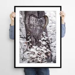 Carved Tree Personalized Art Print Couple's Names & Date Wall - thumbnail 2