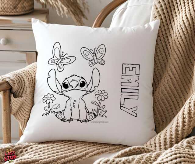 Personalised Kids Colouring Cushion Cover - Stitch