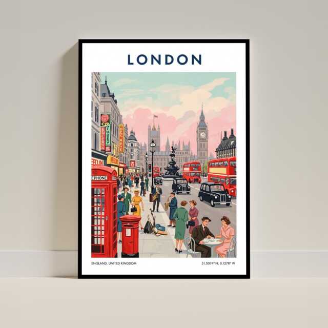 London Big Ben Travel Poster - Vintage Westminster England Wall Art Print, British Architecture Gift - image 1
