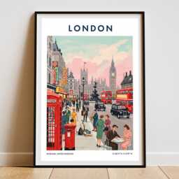 London Big Ben Travel Poster - Vintage Westminster England Wall Art Print, British Architecture Gift - thumbnail 3