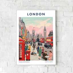 London Big Ben Travel Poster - Vintage Westminster England Wall Art Print, British Architecture Gift - thumbnail 2
