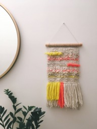 Woven Wall Hanging - Yellow, Pink, & Cream Woven - thumbnail 1