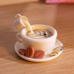 Coffee Cup Trinket Dish Handmade Resin Jewelry Holder - thumbnail 2