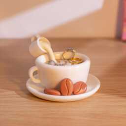 Coffee Cup Trinket Dish Handmade Resin Jewelry Holder - thumbnail 3