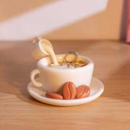 Coffee Cup Trinket Dish Handmade Resin Jewelry Holder - thumbnail 1