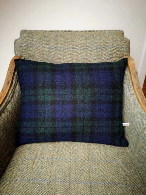 New Black Watch Harris Tweed Cushion Cover - image 1