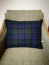New Black Watch Harris Tweed Cushion Cover - thumbnail 1