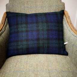 New Black Watch Harris Tweed Cushion Cover - thumbnail 2