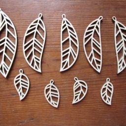 Wooden Feather & Leaf Christmas Ornaments - Set Of 9 Birch Plywood Decorations - thumbnail 2