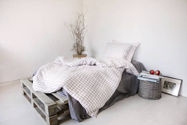 Romantic, Cosy Linen Duvet Cover Rose With Checks. Linen Flap, Buttons, Home Decor, Lithuanian Linen, Soft Bedding - image 1