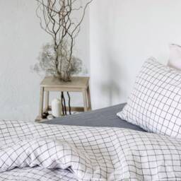 Romantic, Cosy Linen Duvet Cover Rose With Checks. Linen Flap, Buttons, Home Decor, Lithuanian Linen, Soft Bedding - thumbnail 2