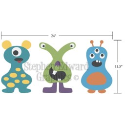 Monster Wall Decals Set Of 3 Vinyl Kids Room Decor - thumbnail 2