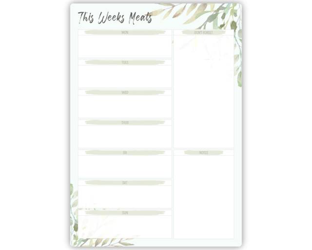 Personalised Weekly Family Menu Meal Planner A4/A3 Whiteboard - Write & Wipe Clean Food Organiser Dry Erase Shopping List Notes Board - image 1