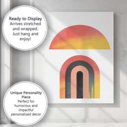 Warm Sunset Arch Abstract Geometric Minimalist Canvas Wall Art Print Decor Picture Ready To Hang - thumbnail 3