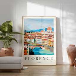 Florence Italy Travel Poster Renaissance Cityscape Art Print - thumbnail 2