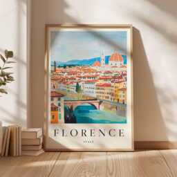 Florence Italy Travel Poster Renaissance Cityscape Art Print - thumbnail 3
