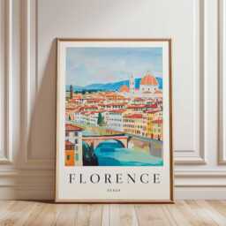 Florence Italy Travel Poster Renaissance Cityscape Art Print - thumbnail 1