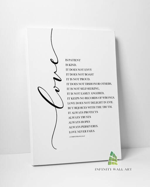 Love Is Patient Bible Quote Canvas Art Wall Print Picture Religion Fashion Framed Home Decor -D225 - image 1