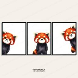 Peekaboo Red Panda Prints - Set Of 3 Nursery Posters - Animal Playroom Decor Gender Neutral Baby Wall Art Peeking Poster Print A3/A4 - thumbnail 3