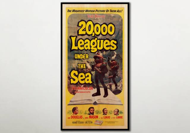 20, 000 Leagues Under The Sea Wood Wall Art Poster. Decor Movie Posters Gifts For Jules Verne Fans. Large Canvas Film Poster - image 1