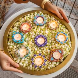 Blue Round Pottery Diya Set Of 2/4/6, Candel Stand, T-Light Holder, Handcrafted Diyas, Potters in Jaipur - thumbnail 3