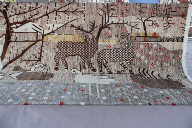 Natural Rug 5x8 Handmade Art Afghan Gabbeh Rug, Hand Knotted Wool Area Animal Pictorial Oriental Home Decor Kids Room - image 1