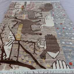 Natural Rug 5x8 Handmade Art Afghan Gabbeh Rug, Hand Knotted Wool Area Animal Pictorial Oriental Home Decor Kids Room - thumbnail 3