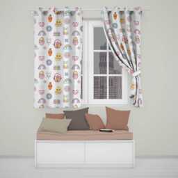 Cute Easter Chick Bunny Flower Fence Pastel Seamless Pattern Readymade Eyelet Ring Top Thermal 100% Blackout Curtains - thumbnail 1
