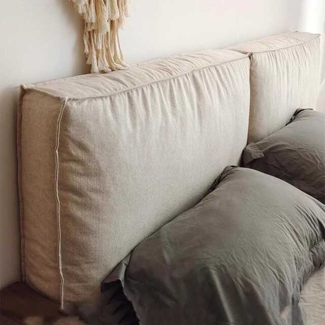 Linen Sofa Cushion Cover, Backrest Cover, Off White Cushion Cover With Piping, Bench Cover, Bed Back Cover - image 1