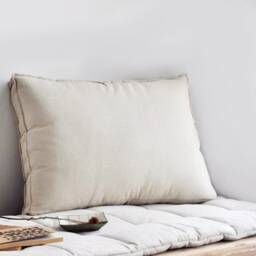 Linen Sofa Cushion Cover, Backrest Cover, Off White Cushion Cover With Piping, Bench Cover, Bed Back Cover - thumbnail 2