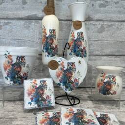 Owl Vase - Decoupage, Owls, Gifts, Owl Gifts - thumbnail 2