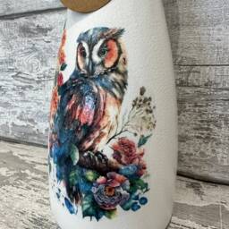 Owl Vase - Decoupage, Owls, Gifts, Owl Gifts - thumbnail 3
