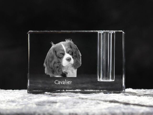 Cavalier, Crystal Pen Holder With Dog, Souvenir, Decoration, Limited Edition, Collection - image 1