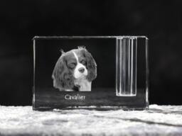 Cavalier, Crystal Pen Holder With Dog, Souvenir, Decoration, Limited Edition, Collection - thumbnail 1